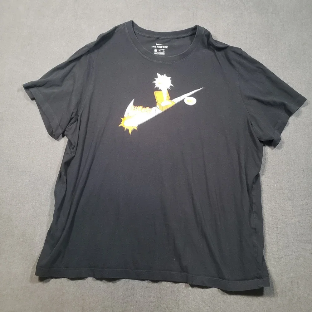 Nike Graphic T-Shirt Mens XXL Black Comic Swoosh Pop Art Sneaker Box Tee